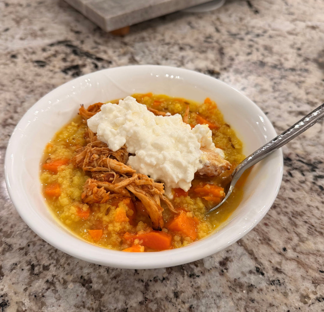 Ginger Turmeric Chicken & Cauliflower Soup