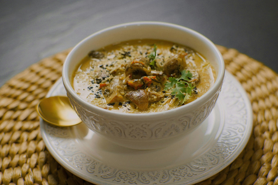 Creamy Fall Mushroom, Sausage & Wild Rice Soup