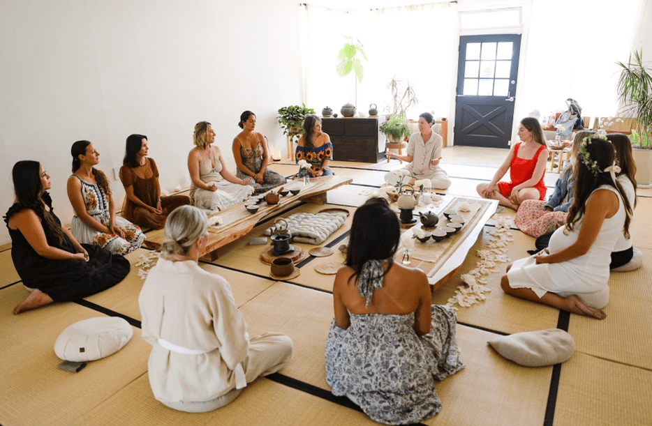 Women Sitting During a Mother’s Blessing Tea Ceremony