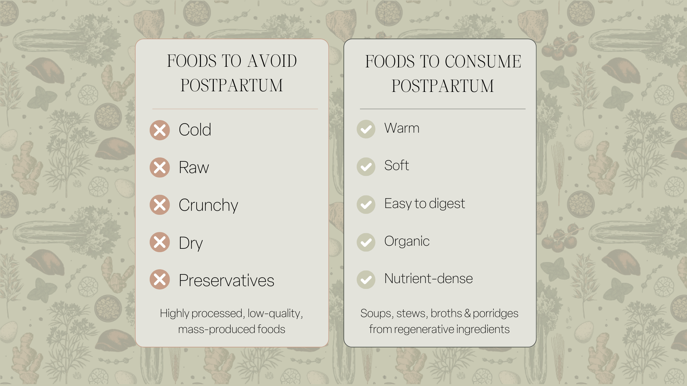 Holistic postpartum nutrition