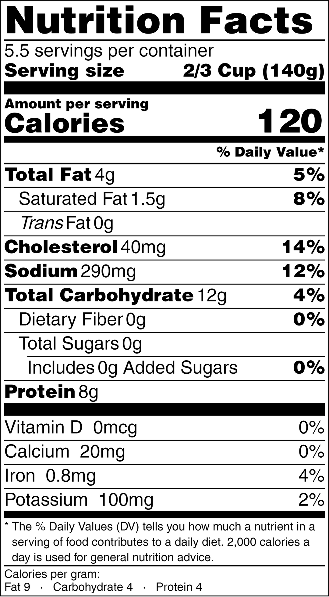 Creamy Chicken + Rice Congee Nutrition Facts