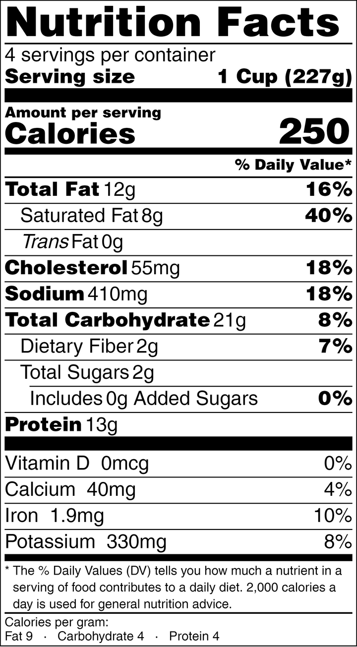 Yellow Chicken Curry Nutrition Facts